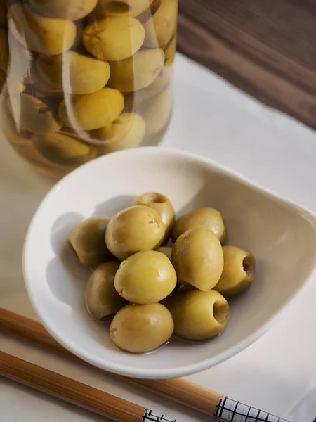 Mediterranes Essen Eingelegte Oliven Beilagen — Stockfoto