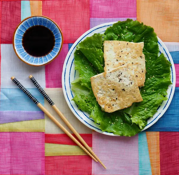 Alimentation Traditionnelle Asiatique Tofu Grillé Sauce Soja — Photo