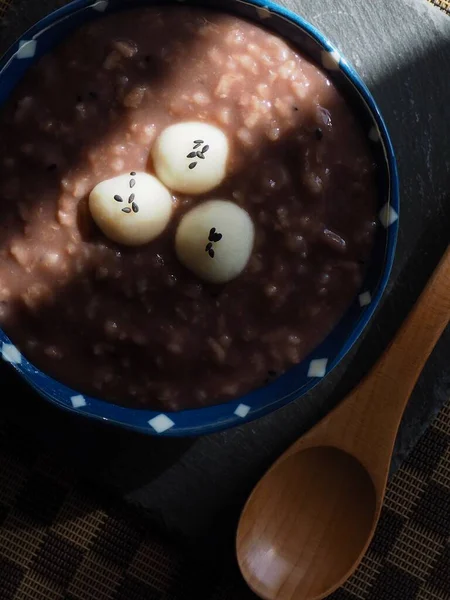 Comida Tradicional Coreana Mingau Feijão Vermelho — Fotografia de Stock