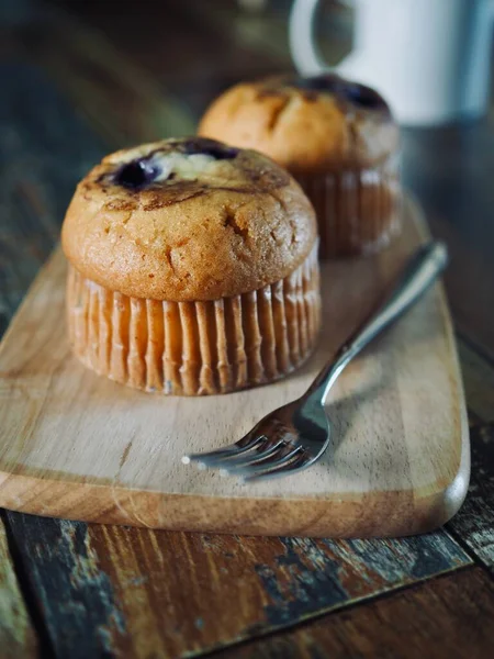 Domácí Borůvkové Muffiny Košíčky Chléb — Stock fotografie