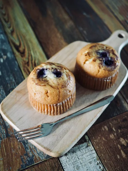 Domácí Borůvkové Muffiny Košíčky Chléb — Stock fotografie