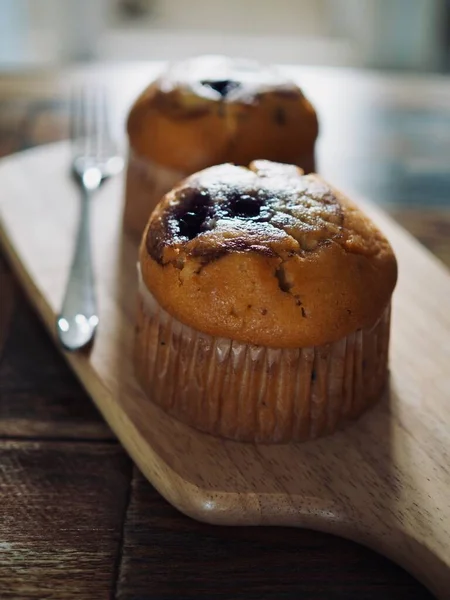 Hemlagade Blåbärsmuffins Muffins Bröd — Stockfoto