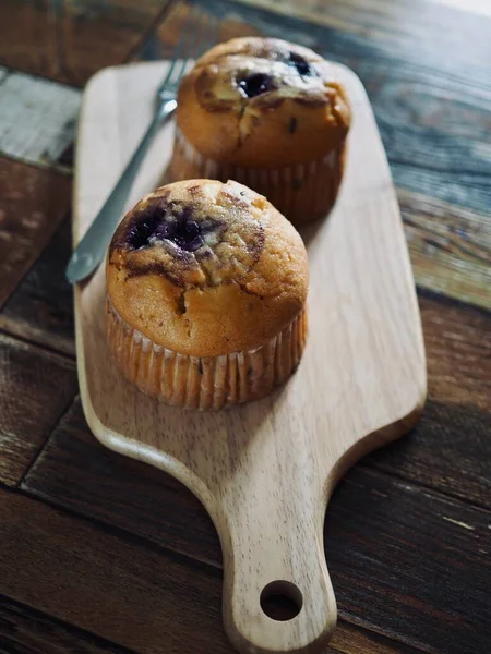 Hemlagade Blåbärsmuffins Muffins Bröd — Stockfoto