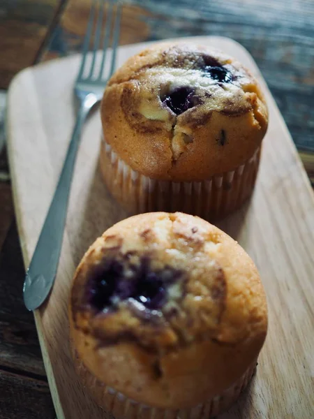 Domácí Borůvkové Muffiny Košíčky Chléb — Stock fotografie