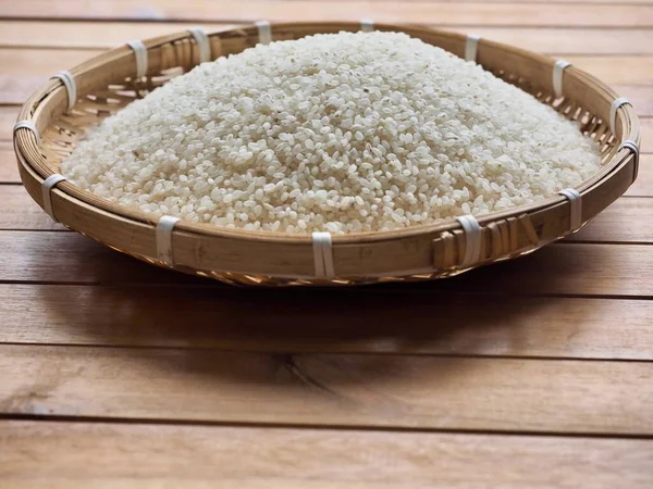 Fondo Arroz Blanco Cesta — Foto de Stock