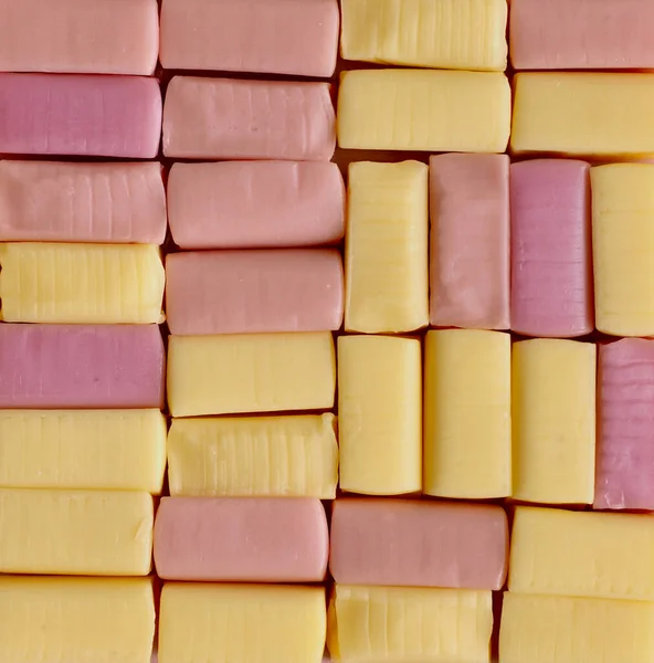 Žlutý Růžový Čtvercový Tvar Cukroví Pozadí — Stock fotografie