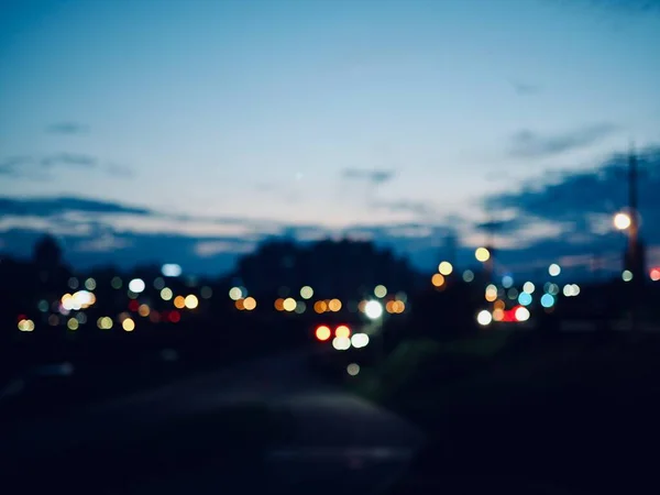 Centro Ciudad Noche Calle Bokeh Enfoque Perdido — Foto de Stock