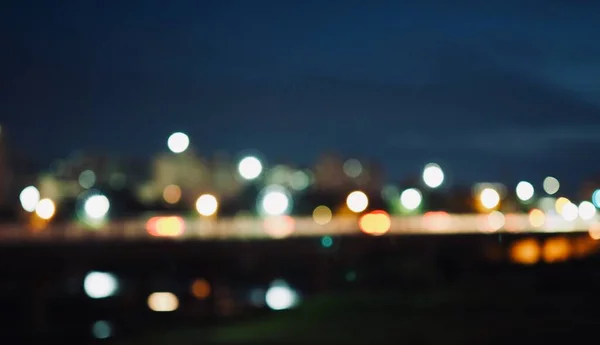 City Center Night Street Bokeh Missed Focus — Stock Photo, Image