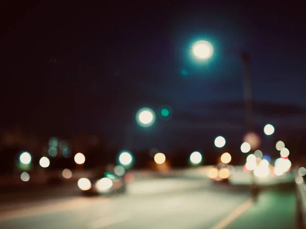 Centro Ciudad Noche Calle Bokeh Enfoque Perdido — Foto de Stock