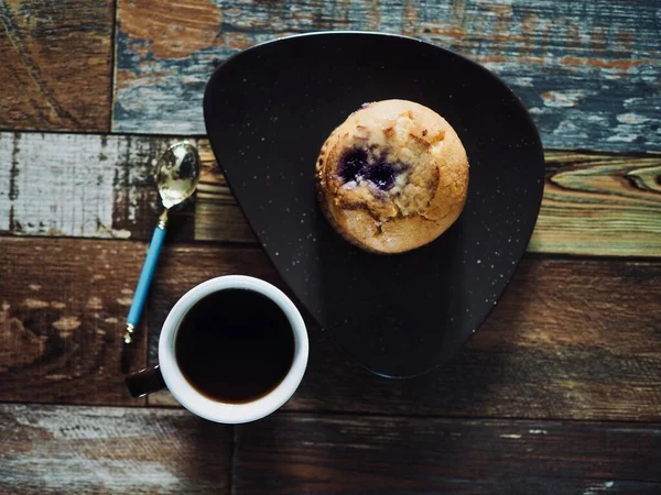 Yapımı Yabanmersinli Kek Kahve Ekmek — Stok fotoğraf