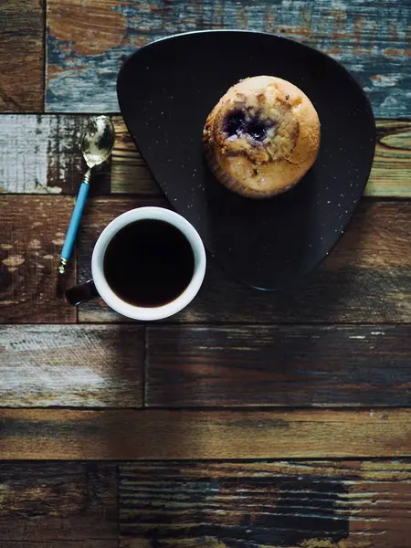 Yapımı Yabanmersinli Kek Kahve Ekmek — Stok fotoğraf