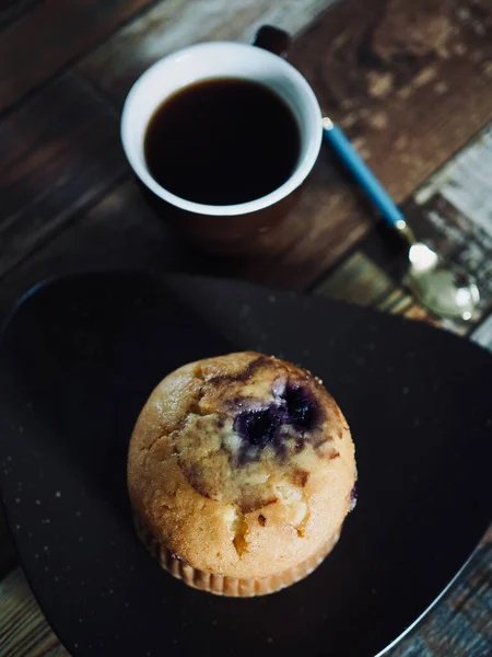 Yapımı Yabanmersinli Kek Kahve Ekmek — Stok fotoğraf