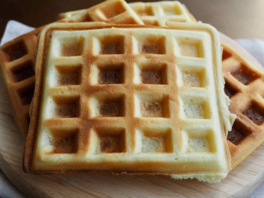 Kare şeklinde waffle arka planı, yiyecek