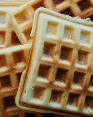 Kare şeklinde waffle arka planı, yiyecek