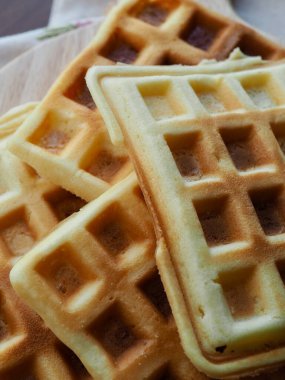 Kare şeklinde waffle arka planı, yiyecek