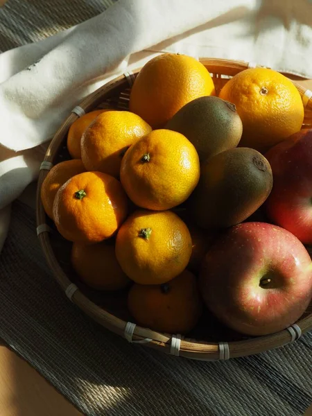Fruits Frais Jeju Agrumes Mandarine Mandarine Pomme Orange Kiwi — Photo