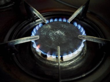 Gaz ocağı, ateş, mavi, arka plan