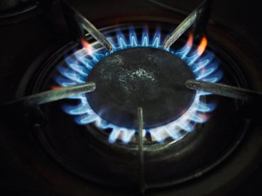 Gaz ocağı, ateş, mavi, arka plan