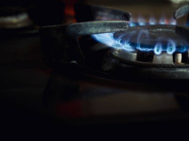 Gaz ocağı, ateş, mavi, arka plan