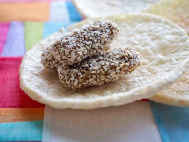 Yuvarlak şekilli Kore geleneksel şekeri, kraker