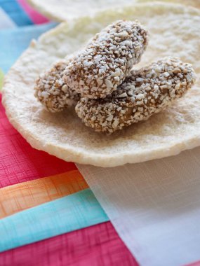 Yuvarlak şekilli Kore geleneksel şekeri, kraker