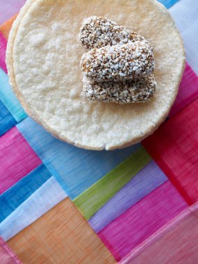 Yuvarlak şekilli Kore geleneksel şekeri, kraker