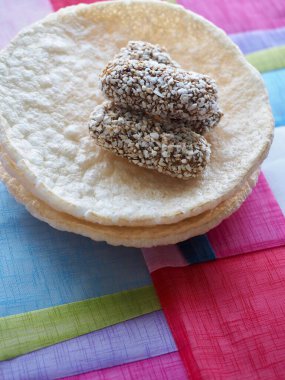 Yuvarlak şekilli Kore geleneksel şekeri, kraker