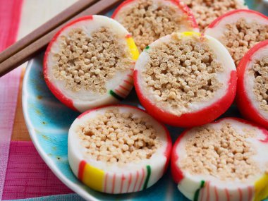 Yuvarlak şekilli Kore geleneksel şekeri, kraker