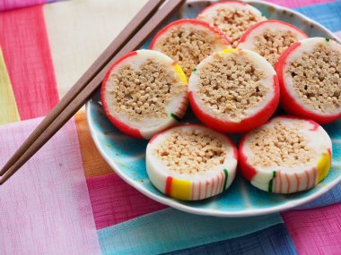 Yuvarlak şekilli Kore geleneksel şekeri, kraker