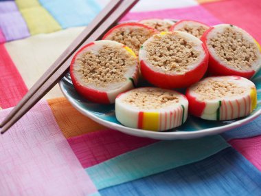 Yuvarlak şekilli Kore geleneksel şekeri, kraker