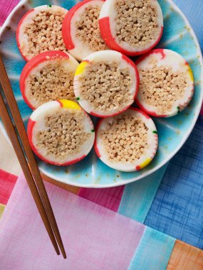 Yuvarlak şekilli Kore geleneksel şekeri, kraker