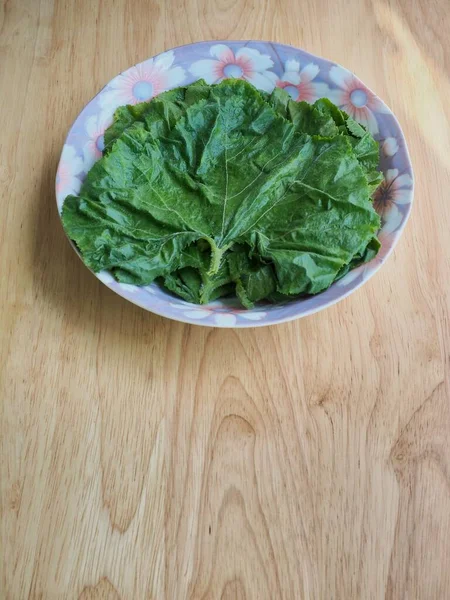 Folhas Abóbora Ingredientes Cozinha Verde — Fotografia de Stock