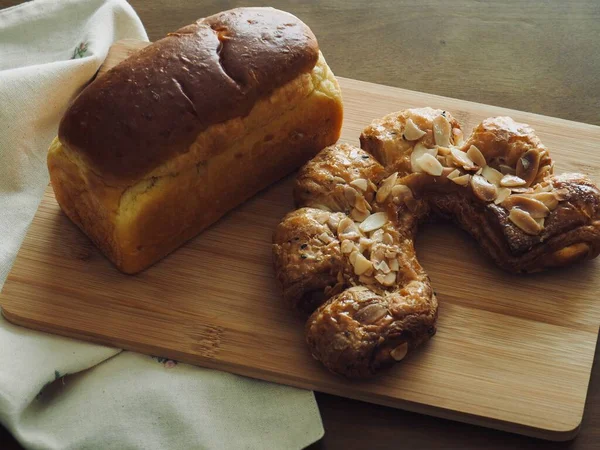 Pão Pastelaria Fresco Assado Forno Café Manhã — Fotografia de Stock