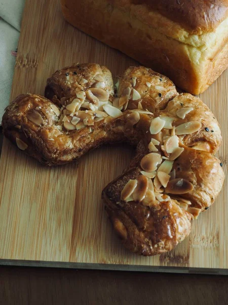 Pão Pastelaria Fresco Assado Forno Café Manhã — Fotografia de Stock