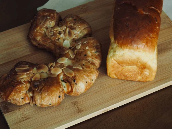 Pão Pastelaria Fresco Assado Forno Café Manhã — Fotografia de Stock