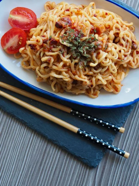 Mie Sayuran Makanan Korea Guksu — Stok Foto