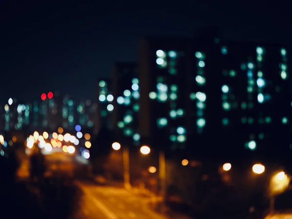 Centrum Města Noc Ulice Bokeh Vynechal Zaměření — Stock fotografie