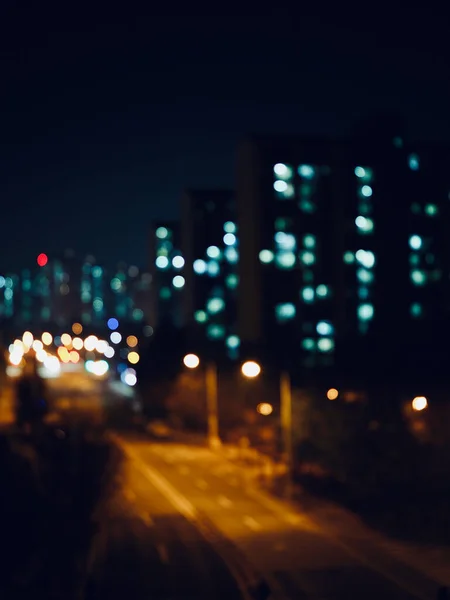 Centrum Města Noc Ulice Bokeh Vynechal Zaměření — Stock fotografie