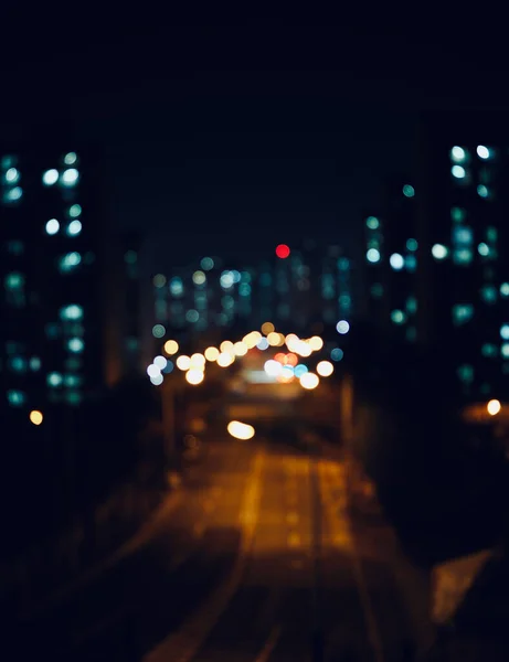 City Center Night Street Bokeh Missed Focus — Stock Photo, Image