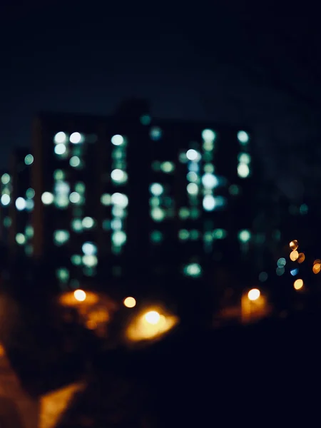 City Center Night Street Bokeh Missed Focus — Stock Photo, Image