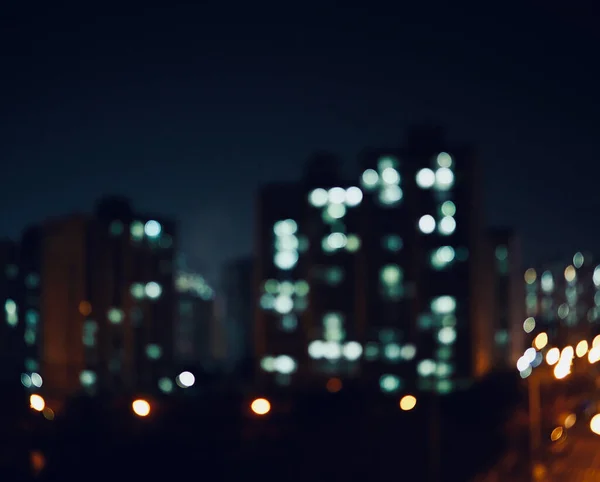 City Center Night Street Bokeh Missed Focus — Stock Photo, Image