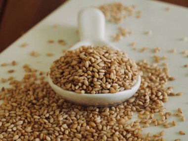 Seramik kasede susam tohumları