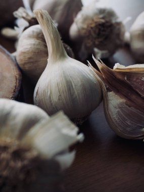 Taze organik sebze, sarımsak, gıda malzemesi.