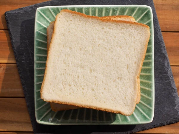 Τετράγωνο Σχήμα Ψωμί Φόντο Φαγητό Πρωινό — Φωτογραφία Αρχείου