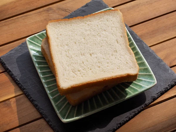 Fyrkantig Form Bröd Bakgrund Mat Frukost — Stockfoto