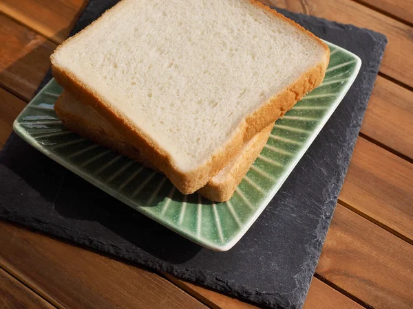 Fyrkantig Form Bröd Bakgrund Mat Frukost — Stockfoto