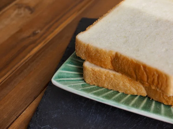 Fyrkantig Form Bröd Bakgrund Mat Frukost — Stockfoto