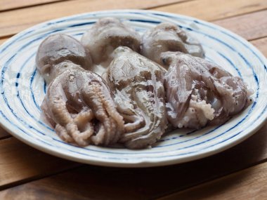 Taze deniz ürünleri ahtapotu, yiyecek malzemeleri.