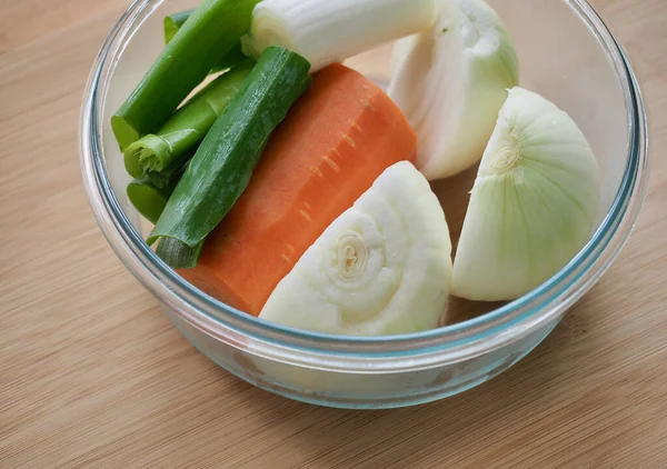 Fresh Organic Vegetables Onions Green Onions Carrots — Stock Photo, Image