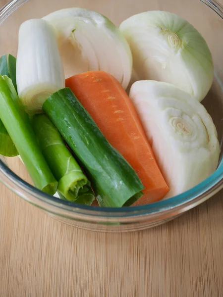 Fresh Organic Vegetables Onions Green Onions Carrots — Stock Photo, Image